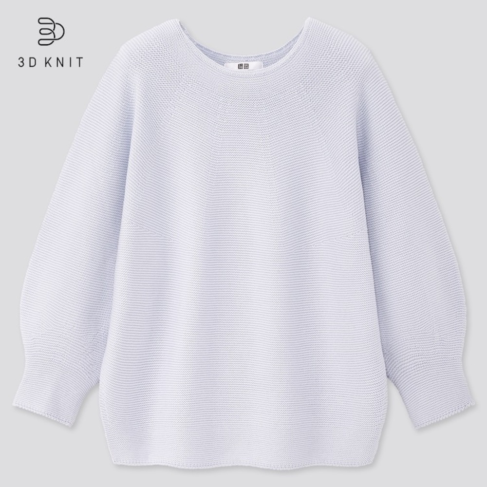 Uniqlo WOMEN 3D KNIT COTTON BALLOON 3/4 SLEEVED JUMPER size S